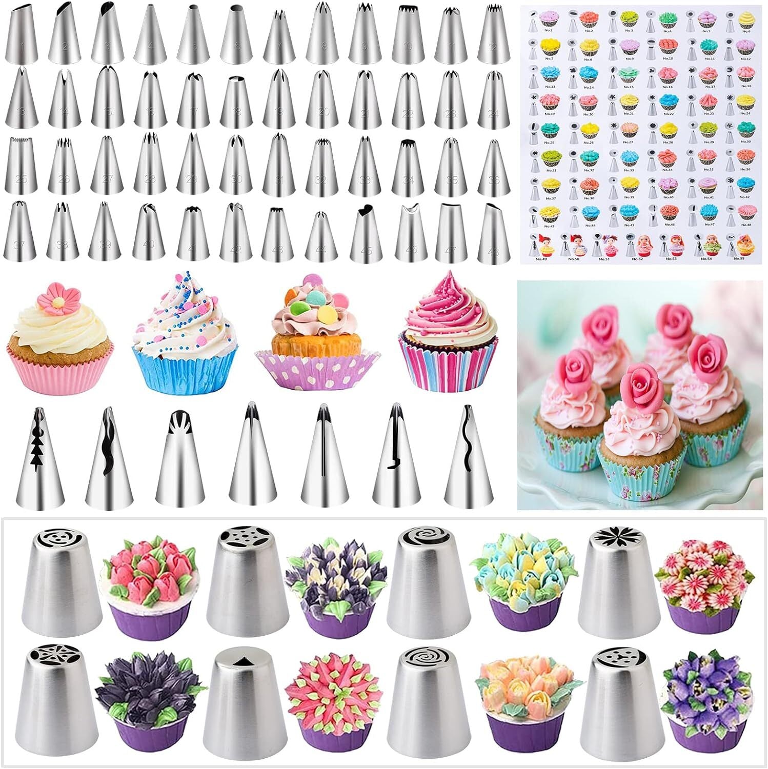 Cake Decorating Supplies Kit Tools 356pcs, Nifogo Baking Accessories Pink