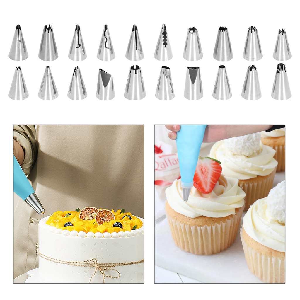 33PC Baking Decorating Supplies Tools Kit with 12 in Glass Cake Turntable Stand