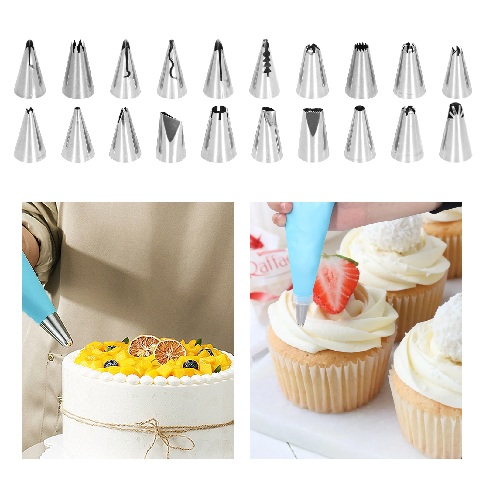 33PC Baking Decorating Supplies Tools Kit with 12 in Glass Cake Turntable Stand