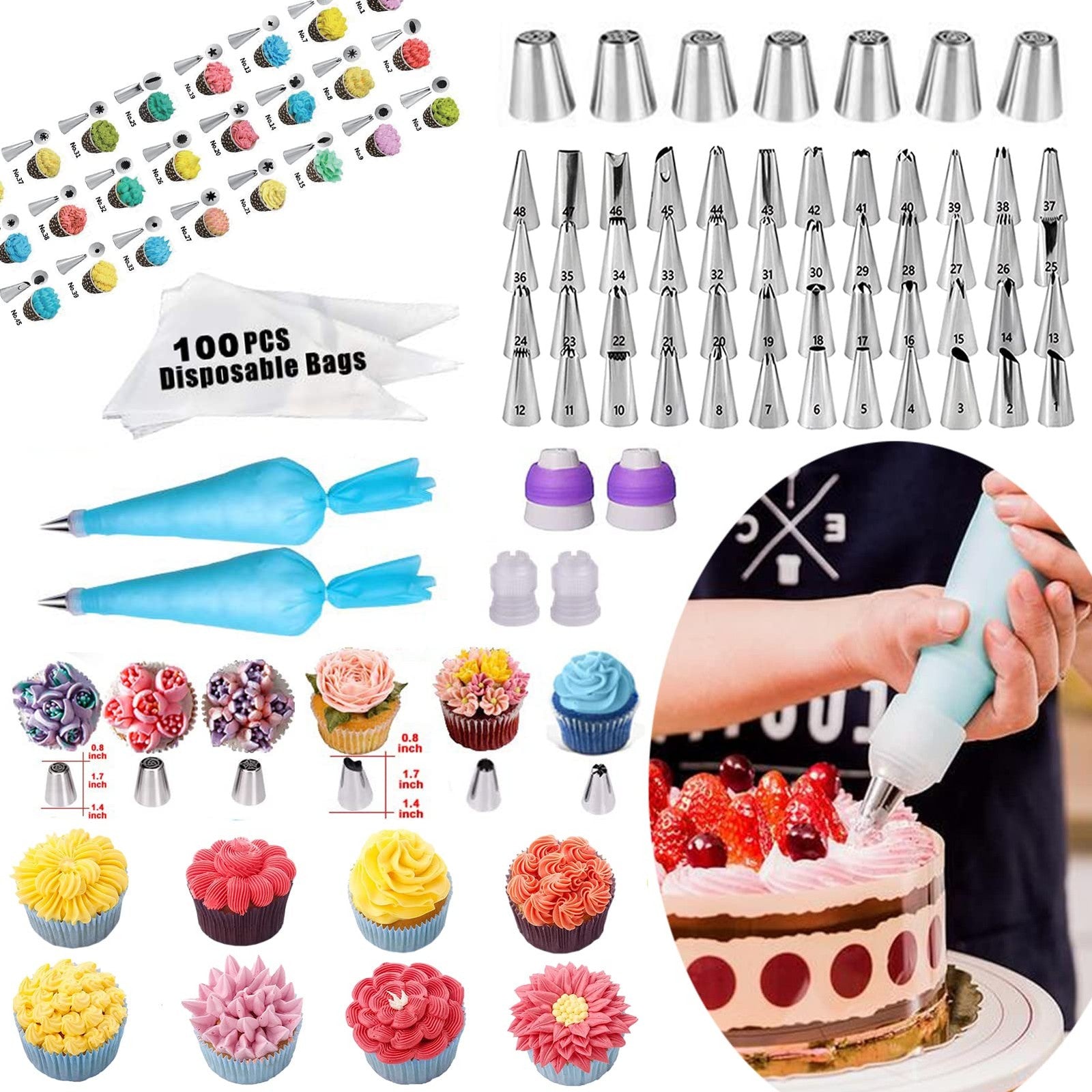 Cake Decorating Kits 567 PCS Baking Set with Springform Pans Set, Rotating Tu...